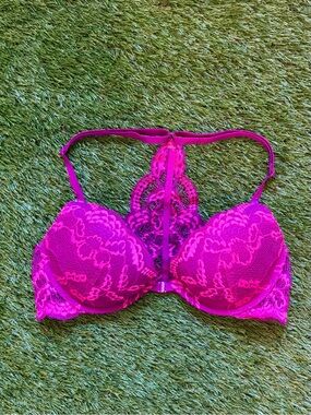 La Senza Obsession Hot Pink Lace Racerback Push-Up Bra Size 32C